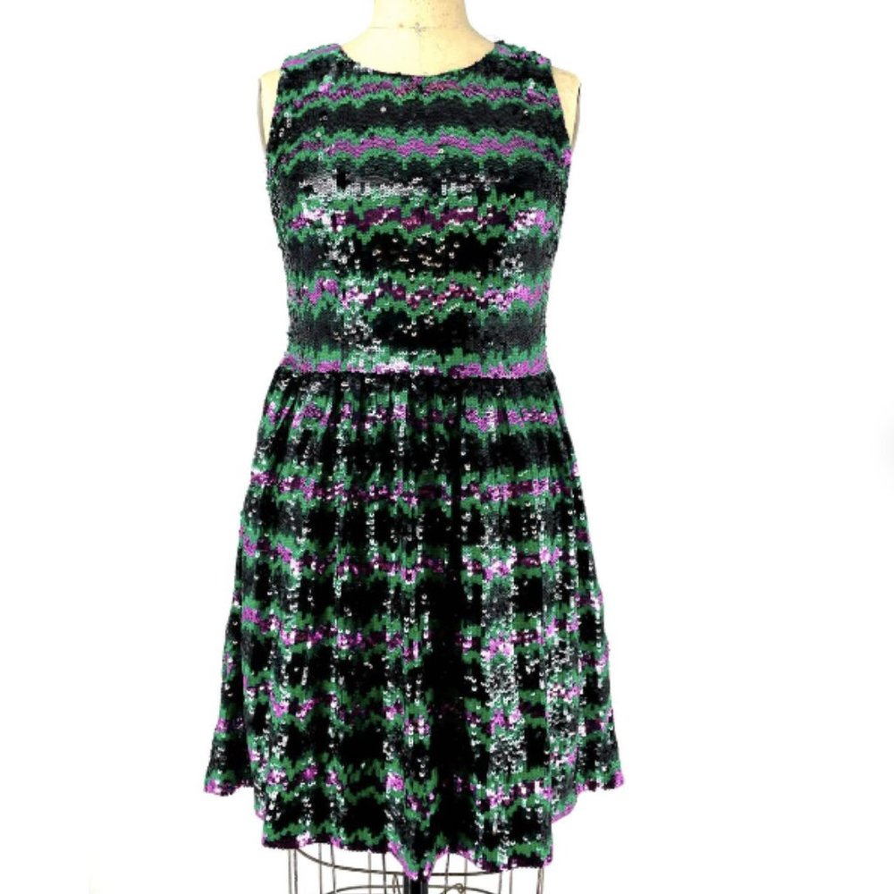 French Connection striped sequin mini dress in size 2